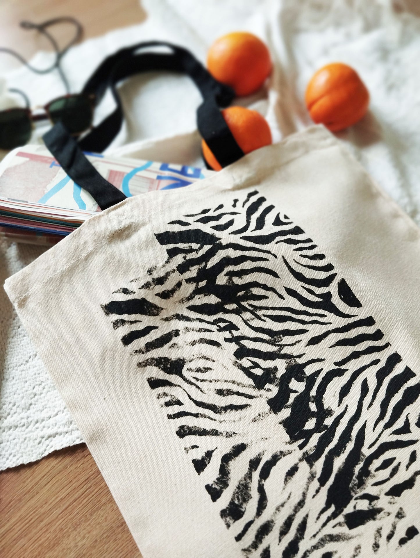 Hand Printed Animal Print Tote Bag