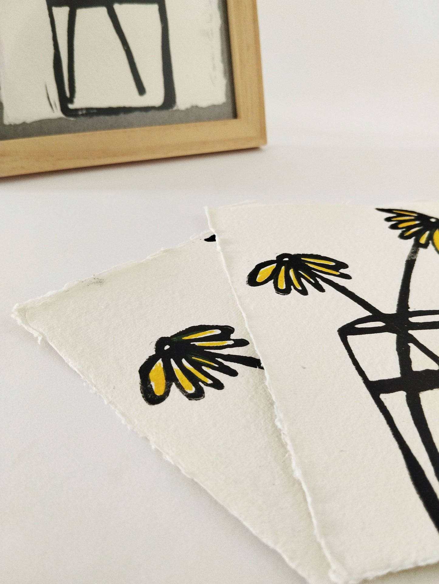 Daisy in a Glass Block Print on Handmade Paper