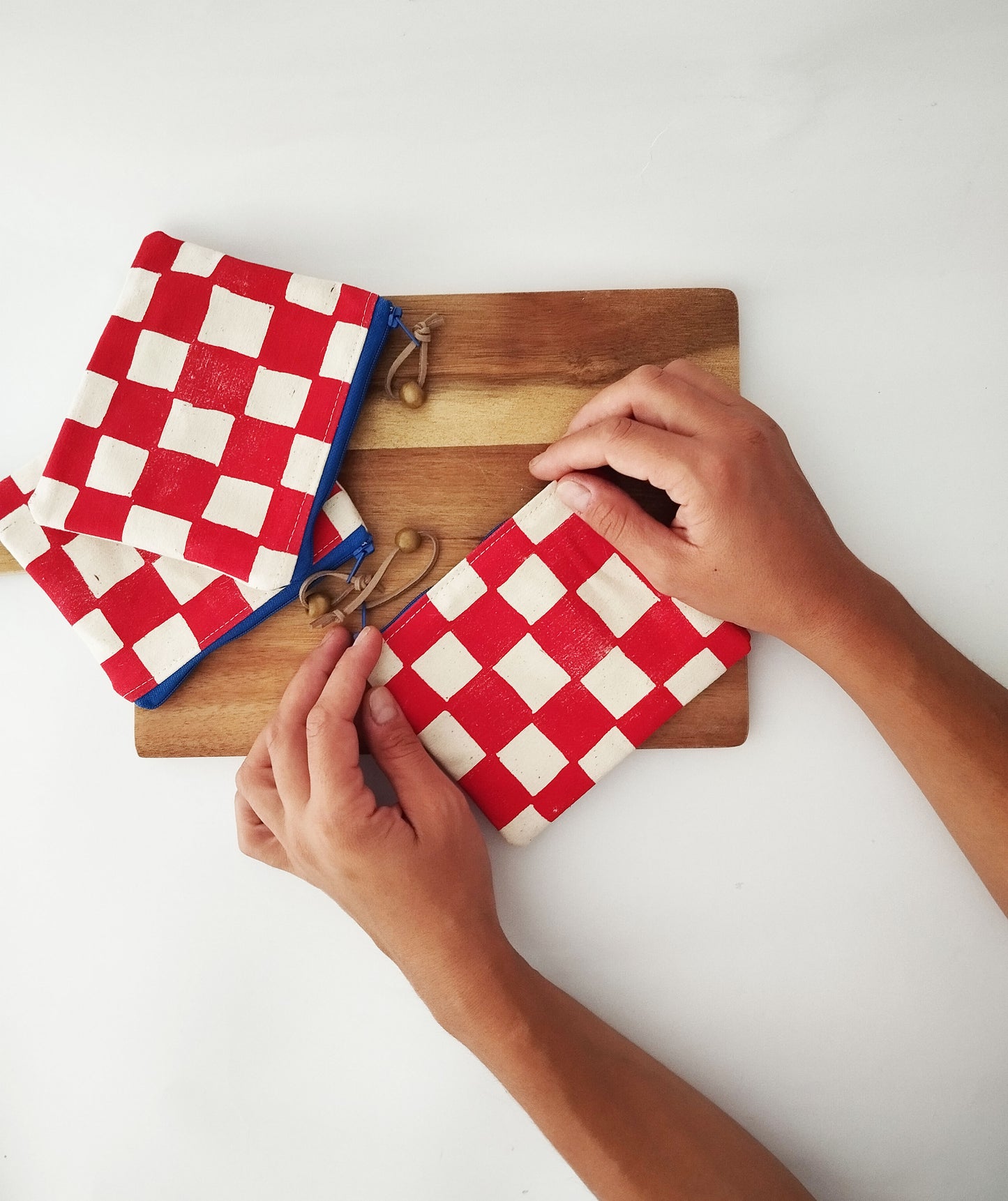 Red Checkered Coin Purse