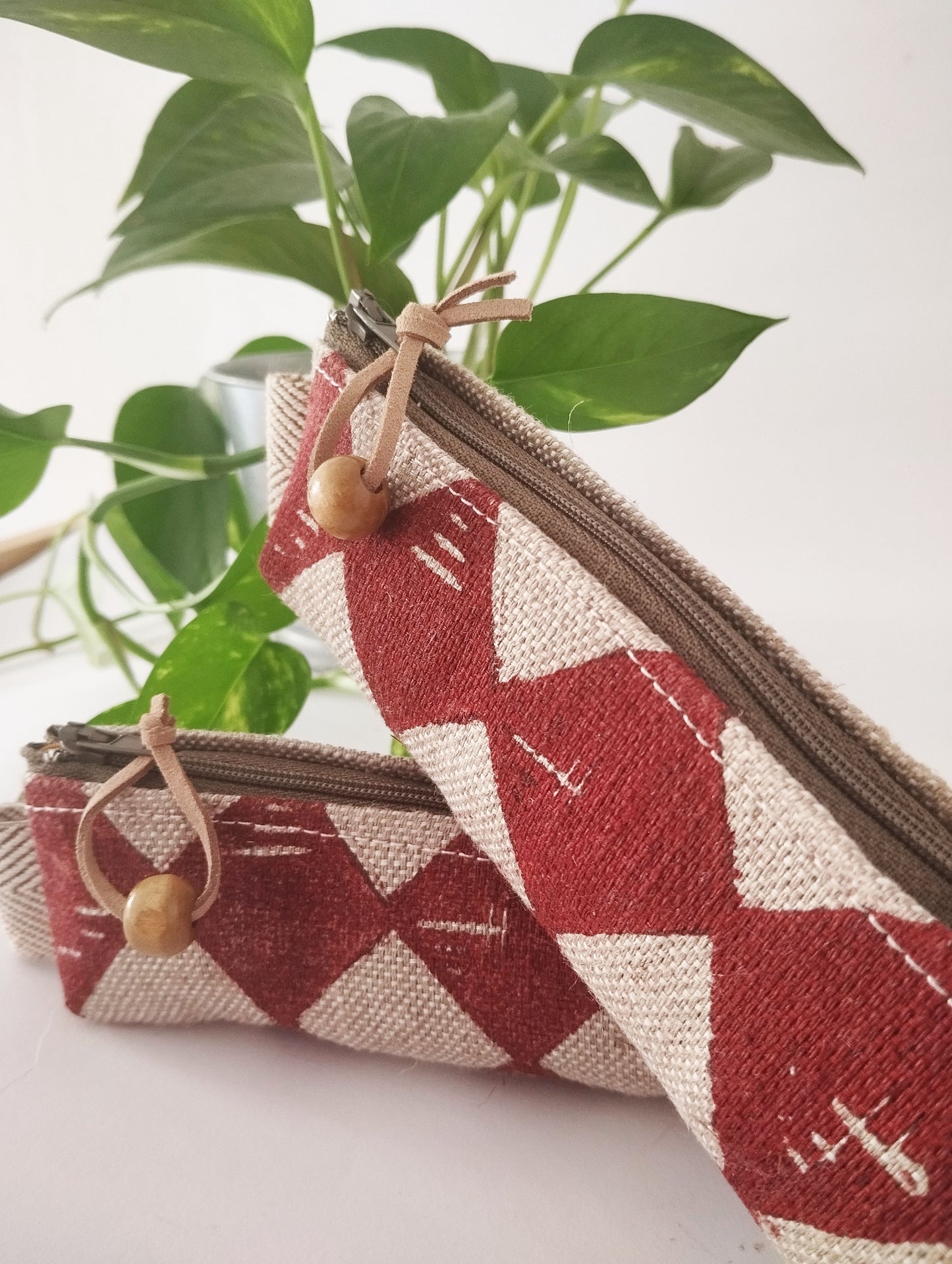 Blockprinted Plaid Pencil Case