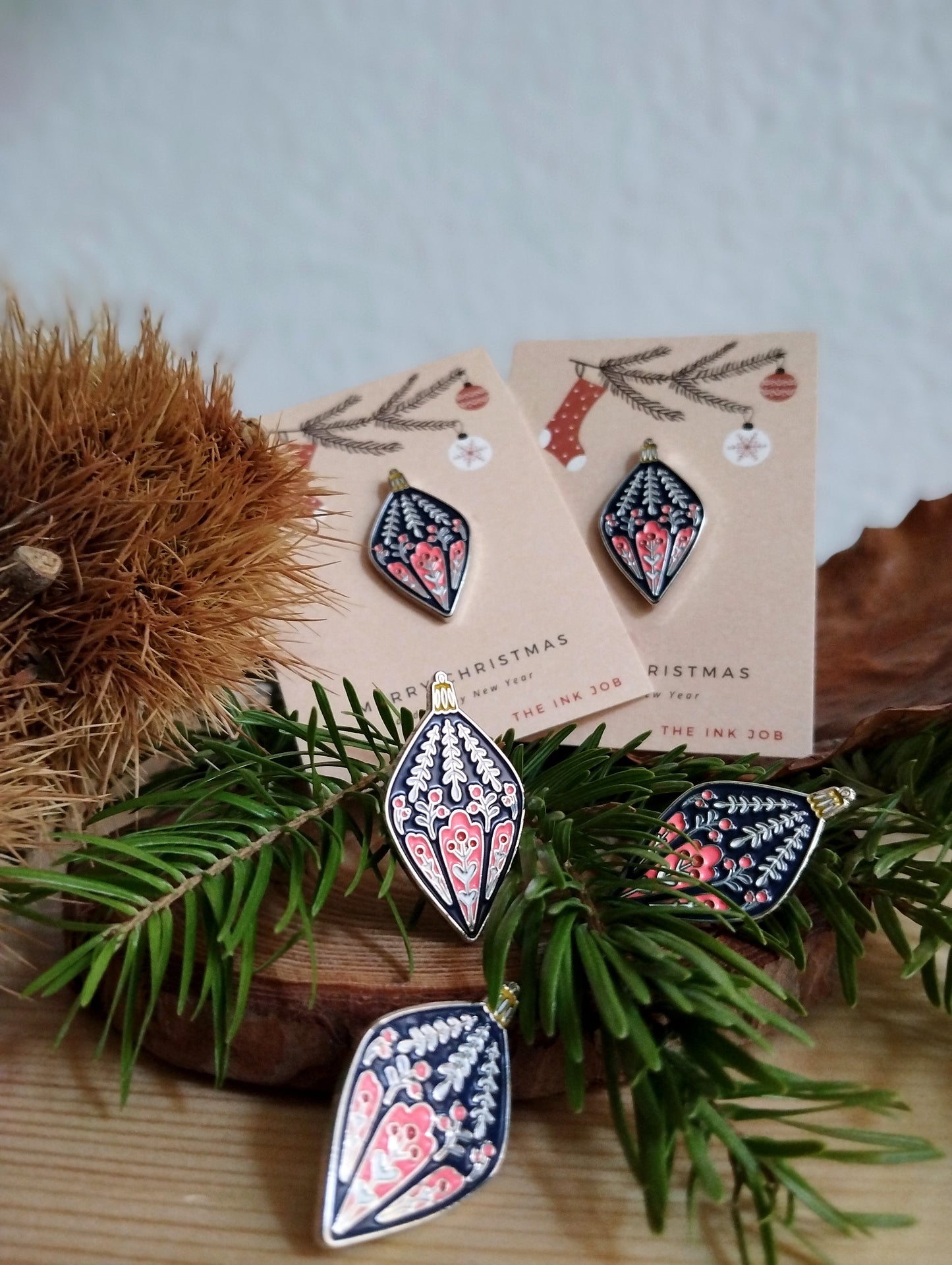 Καρφίτσα Σμάλτου με Ρουστίκ Χριστουγεννιάτικο Στολίδι