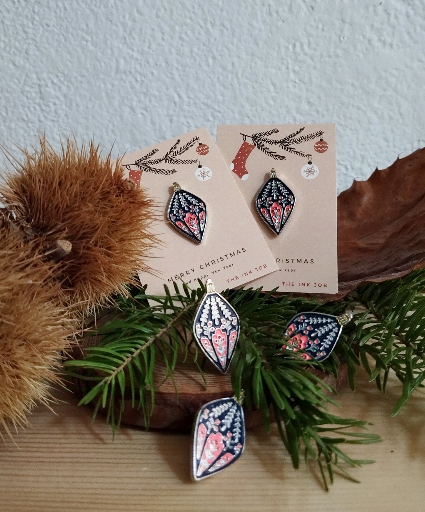 Καρφίτσα Σμάλτου με Ρουστίκ Χριστουγεννιάτικο Στολίδι