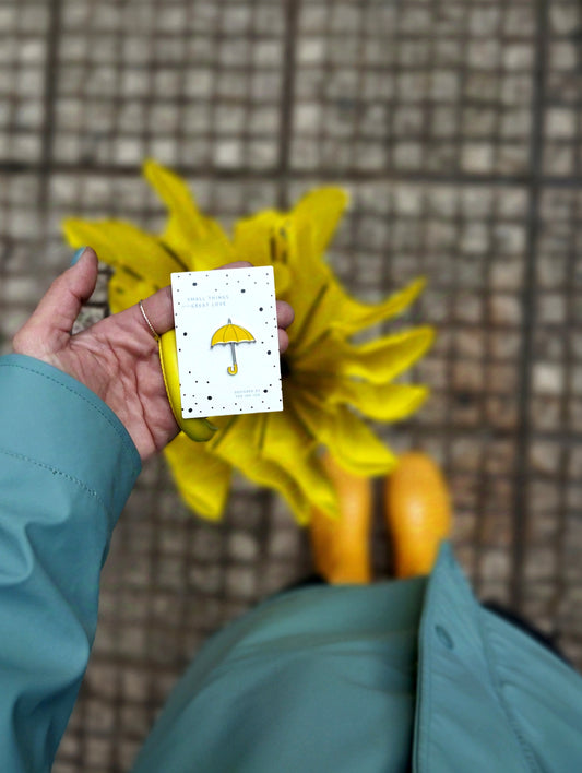 Bright Yellow Umbrella Enamel Pin