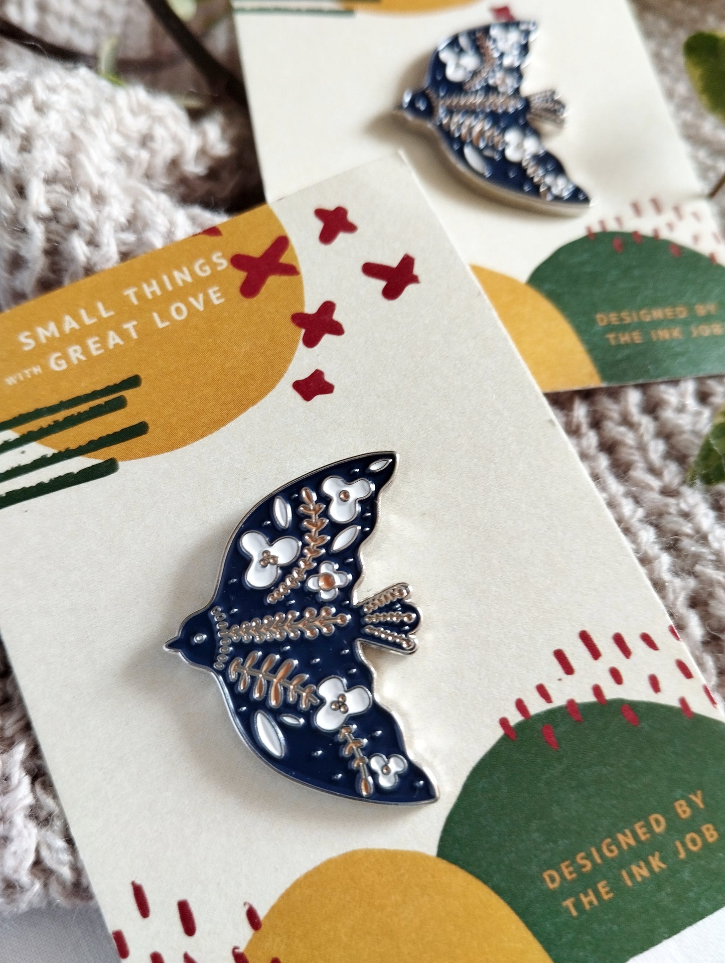 Folk Bird Enamel Pin