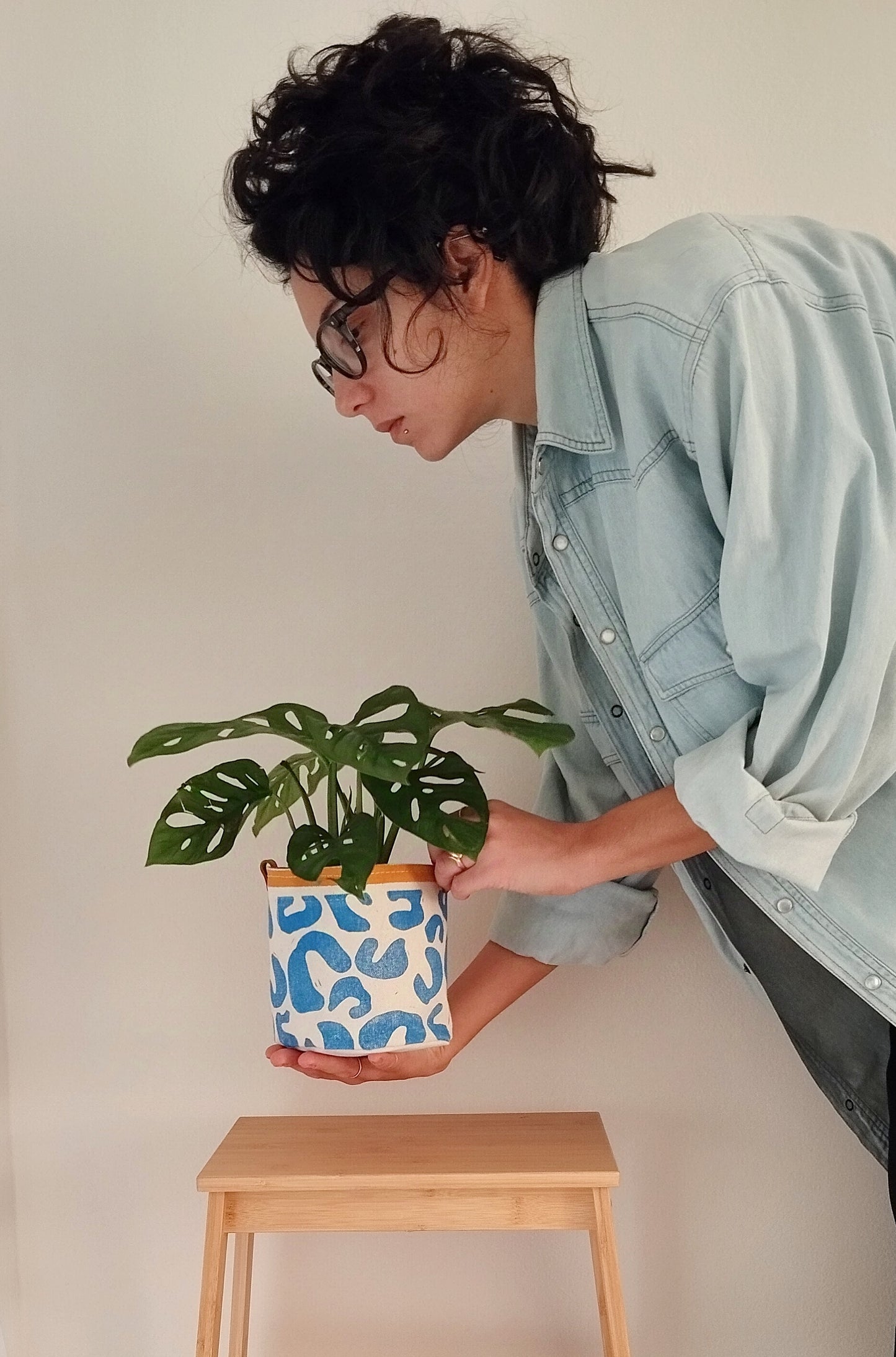 Funky Blue Fabric Planter