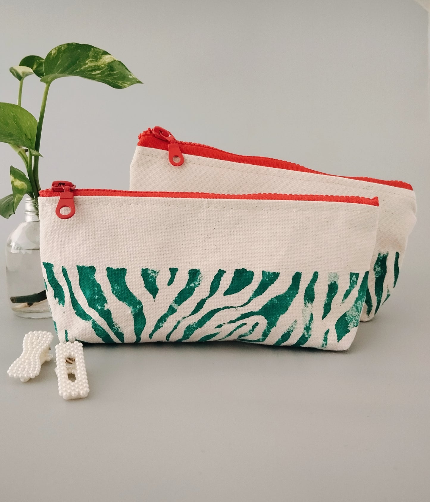 Turquoise Zebra Print Makeup Bag