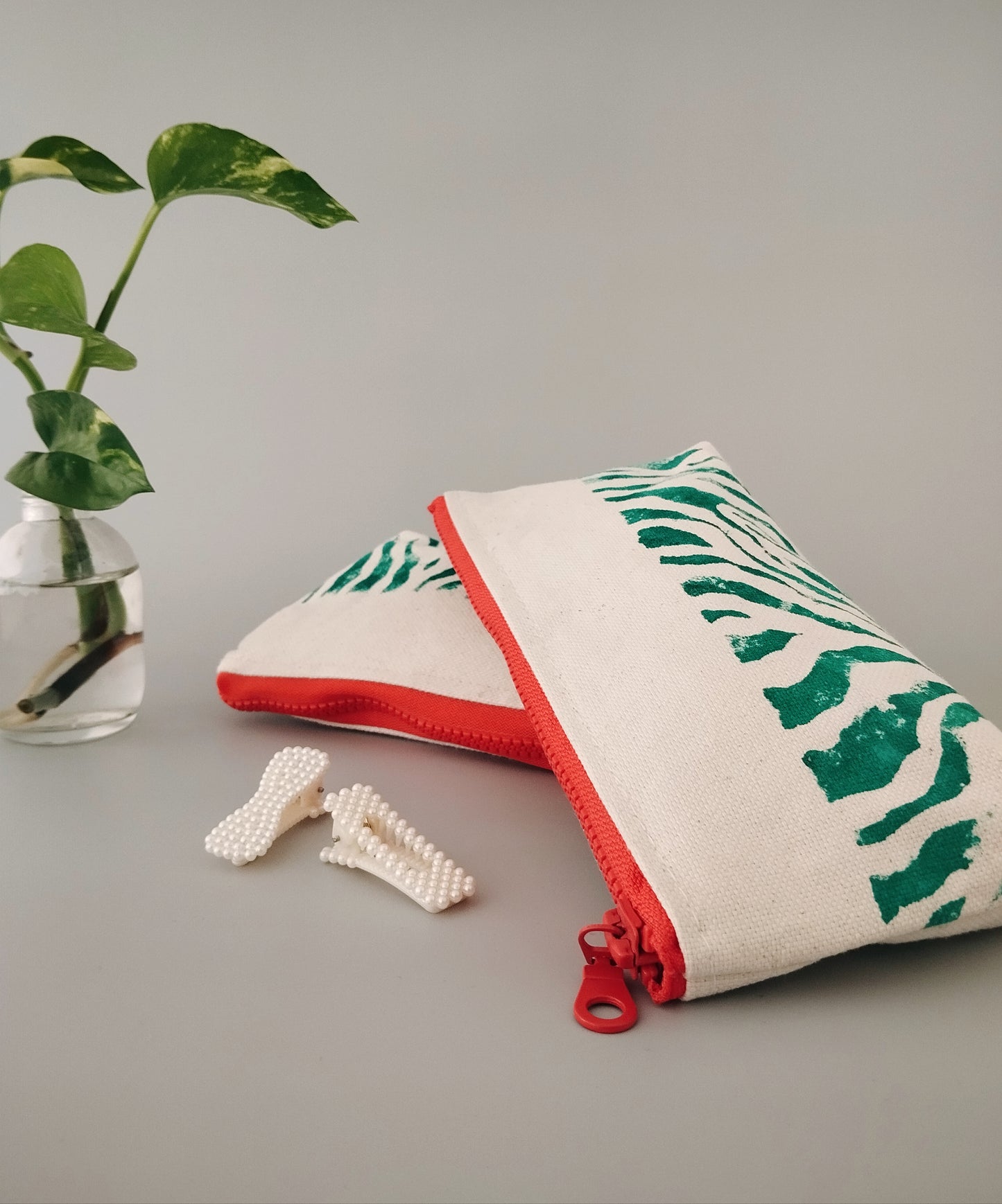 Turquoise Zebra Print Makeup Bag