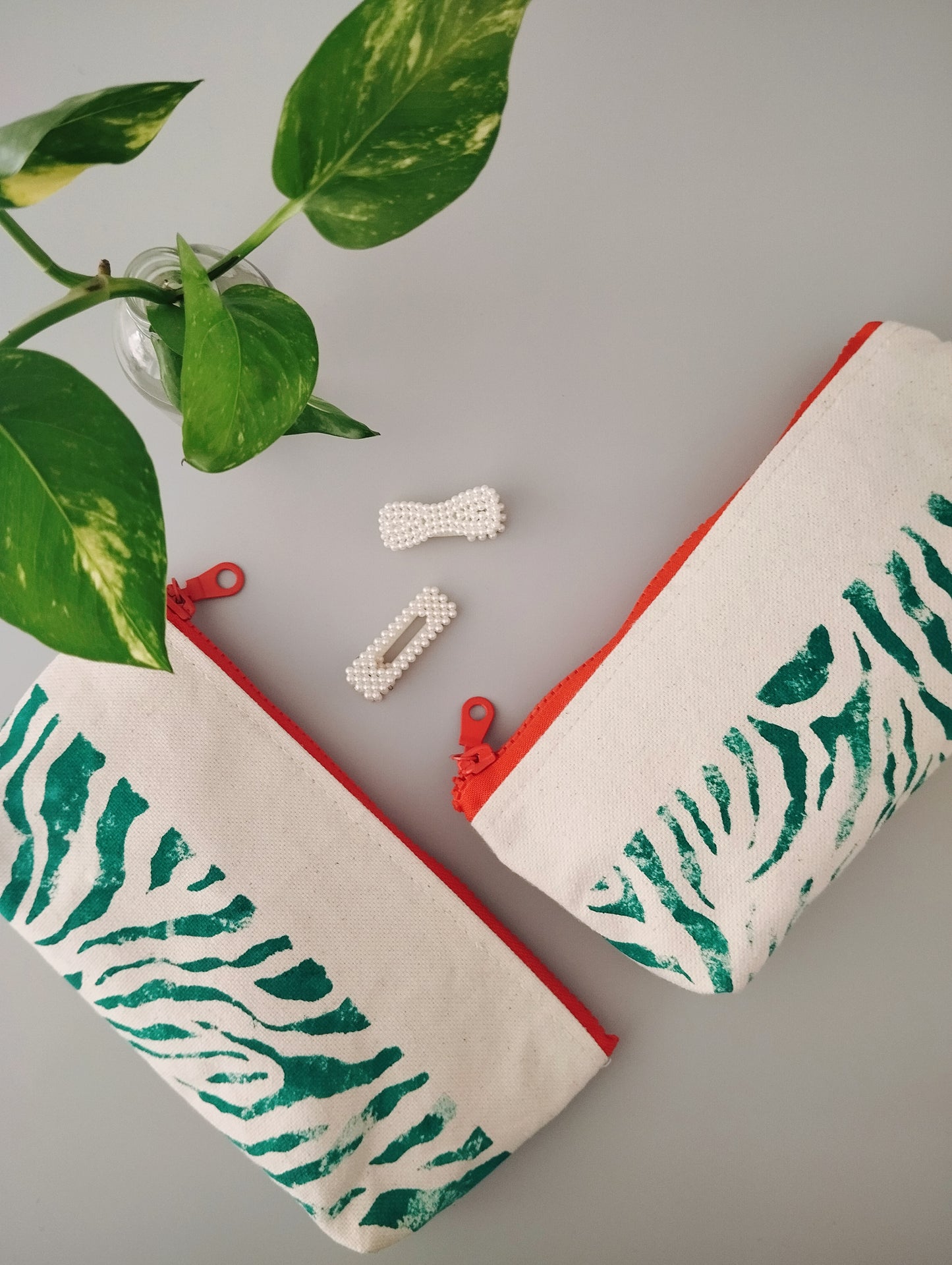 Turquoise Zebra Print Makeup Bag