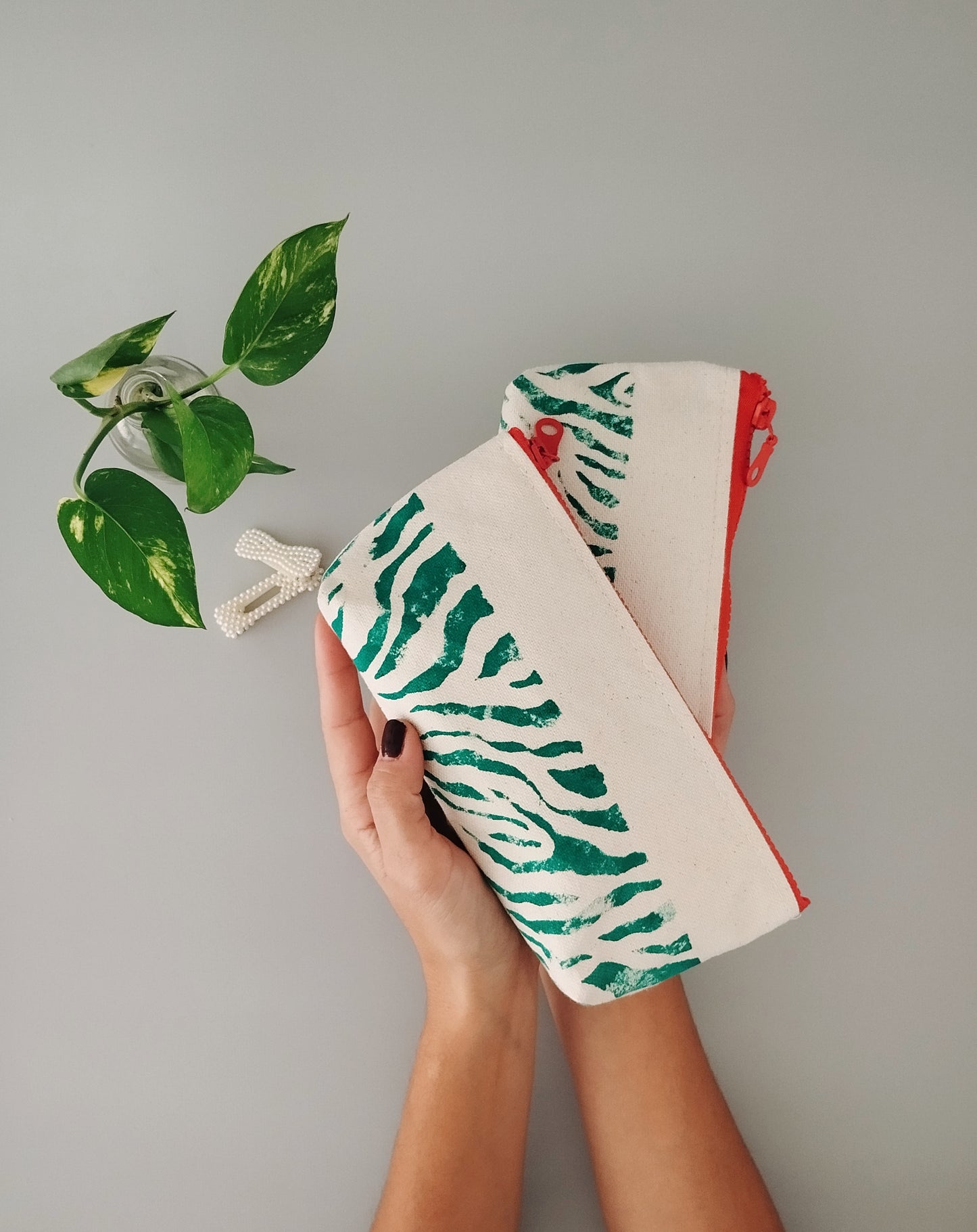 Turquoise Zebra Print Makeup Bag