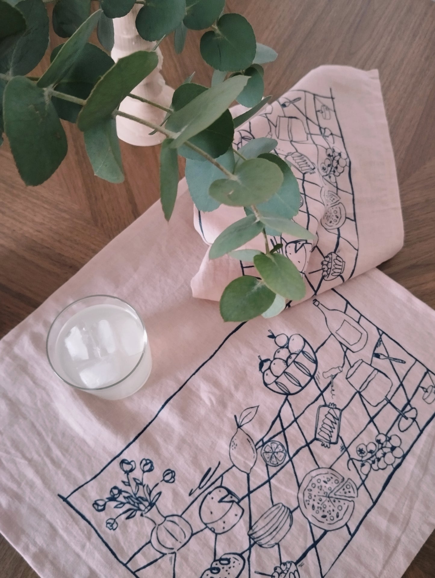 Picnic Print Linen Kitchen Towel