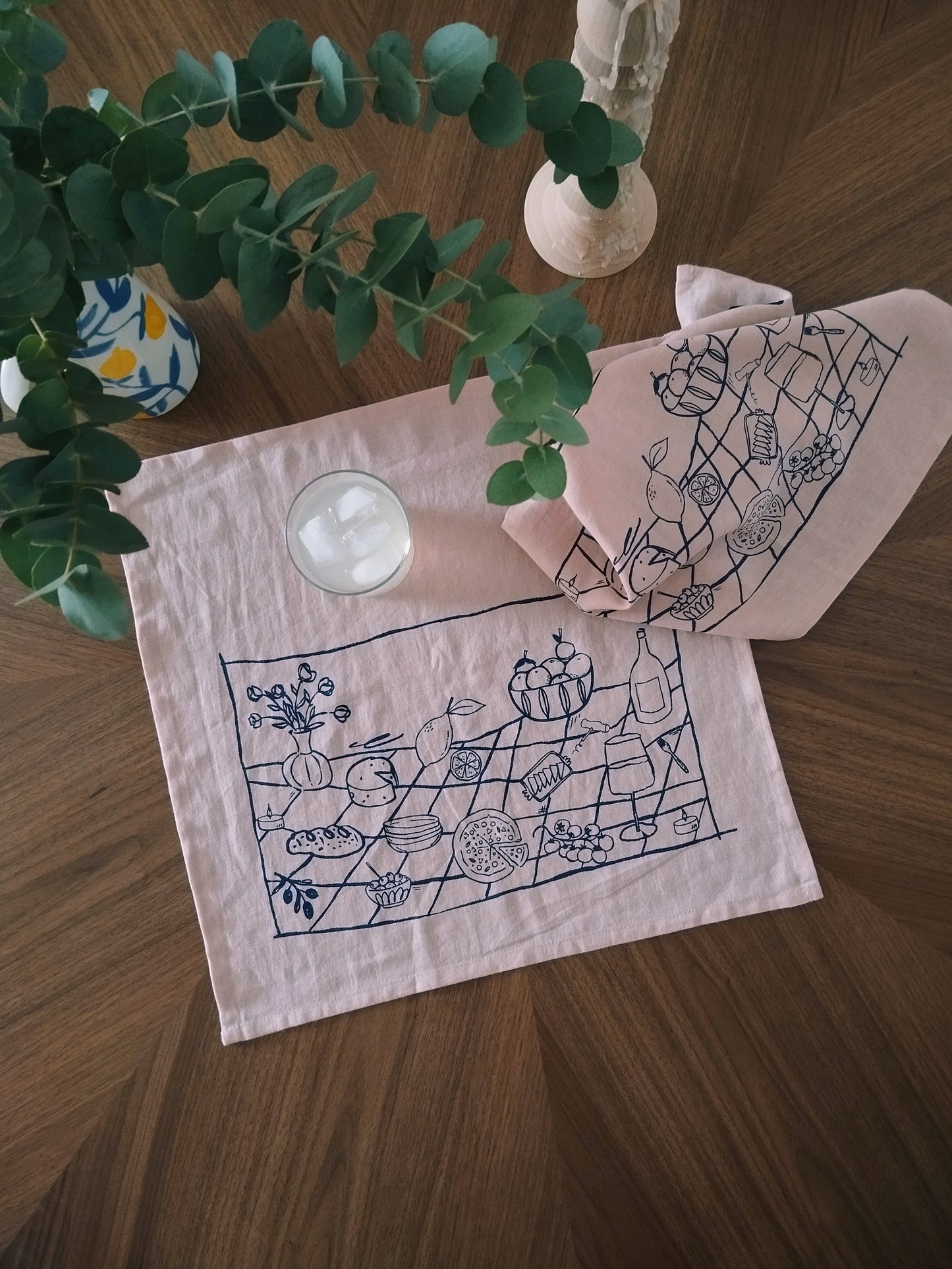 Picnic Print Linen Kitchen Towel