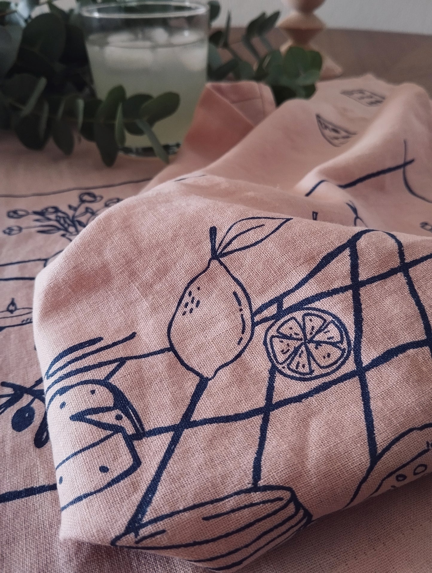 Picnic Print Linen Kitchen Towel