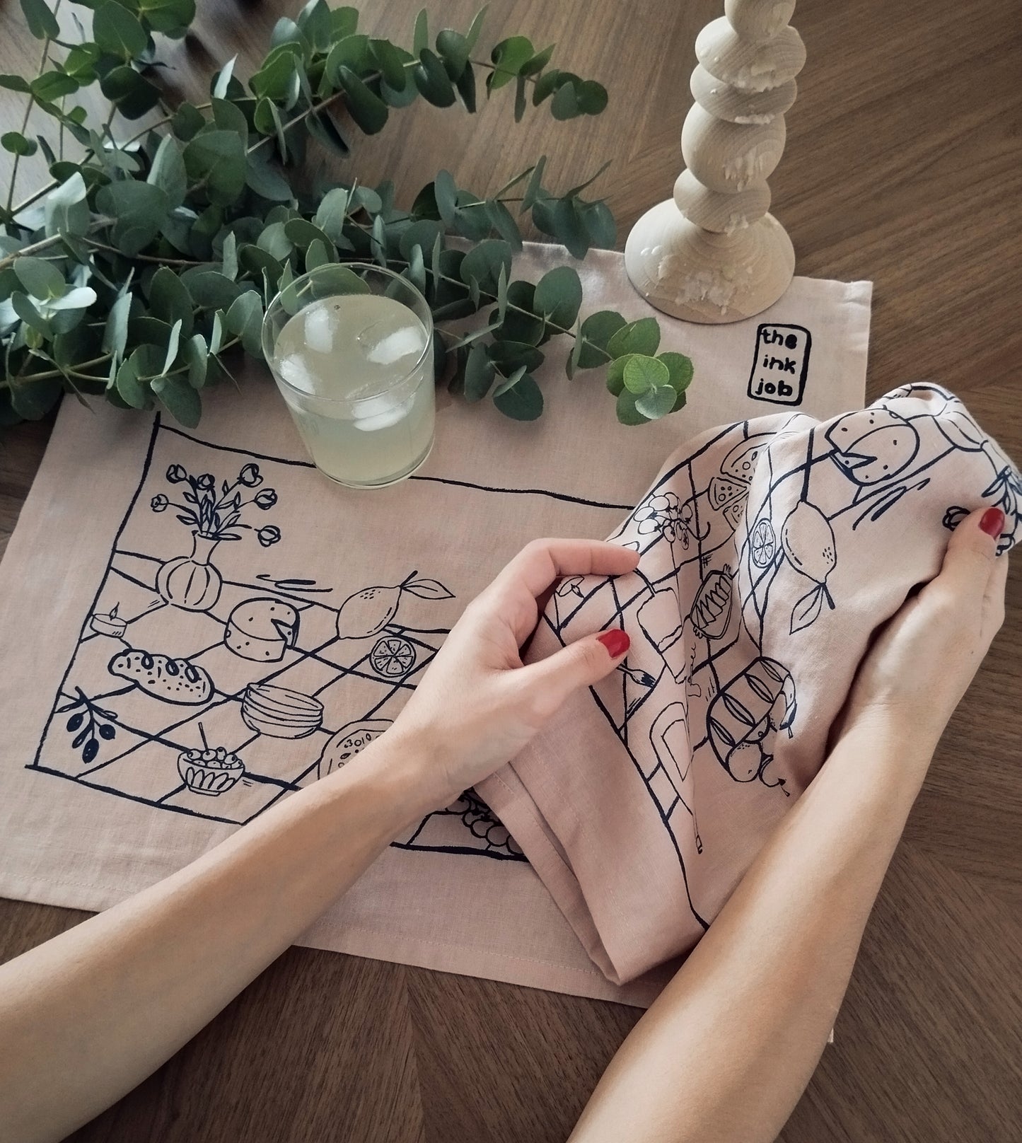 Picnic Print Linen Kitchen Towel