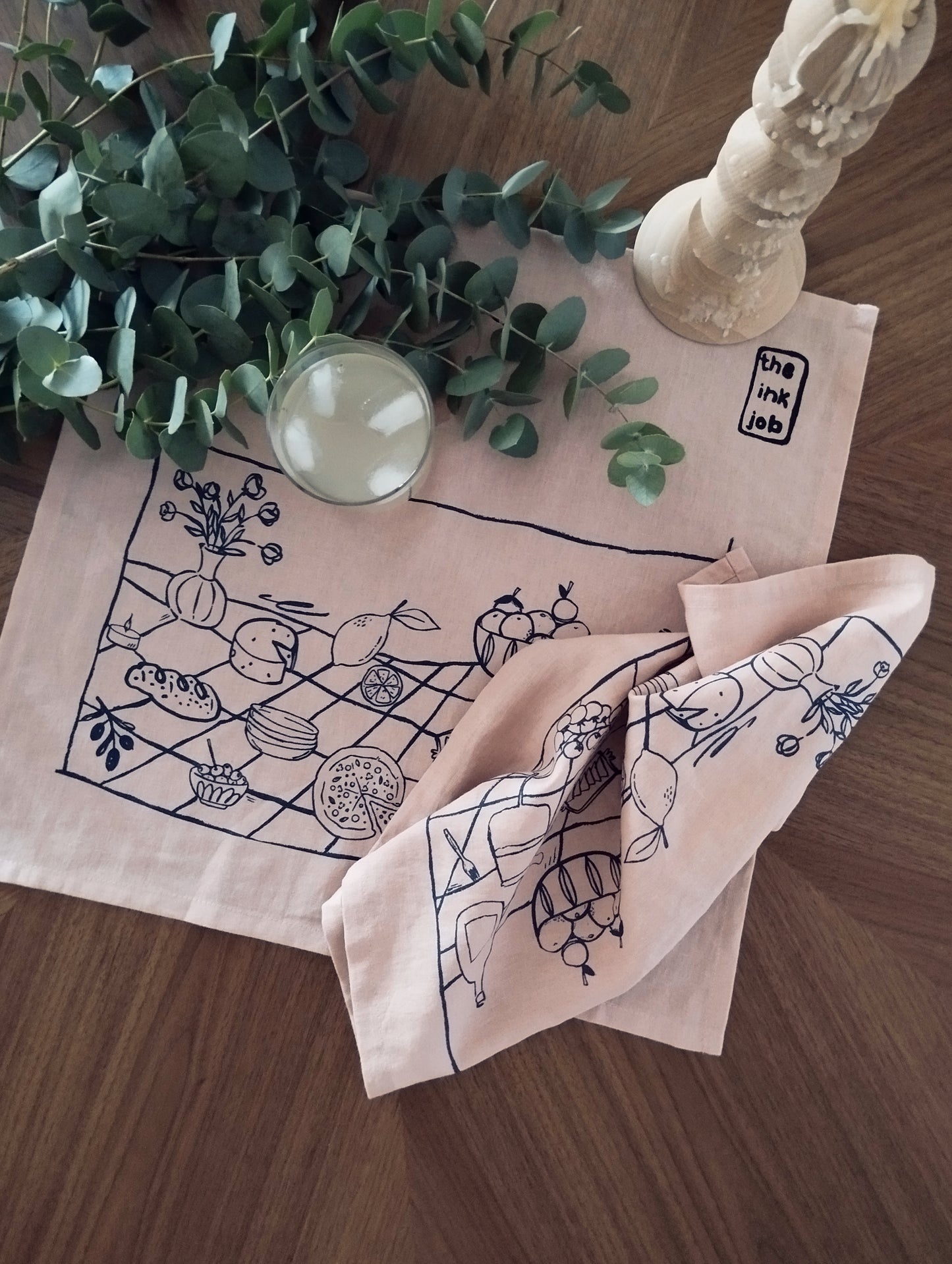 Picnic Print Linen Kitchen Towel