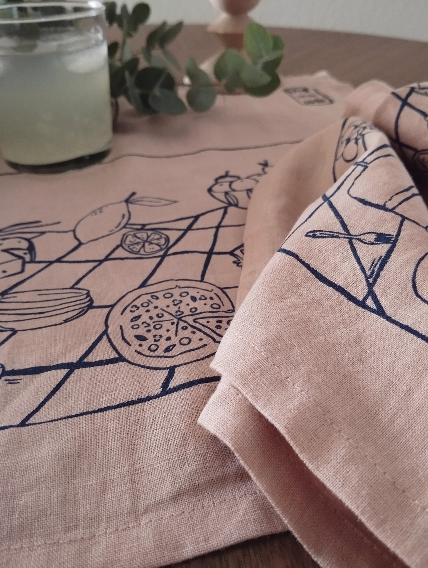 Picnic Print Linen Kitchen Towel