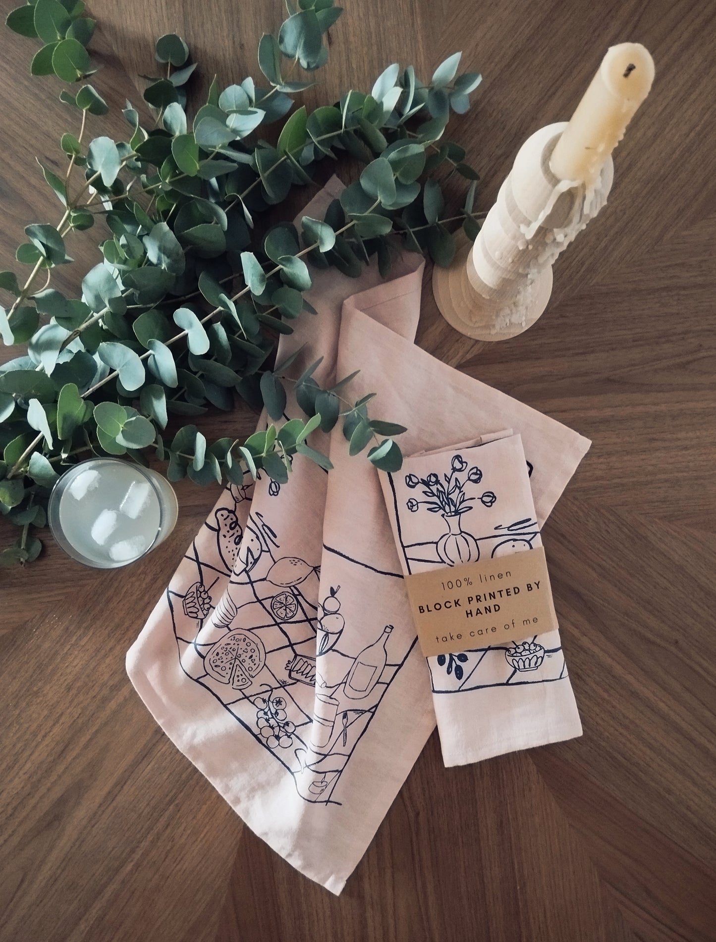 Picnic Print Linen Kitchen Towel