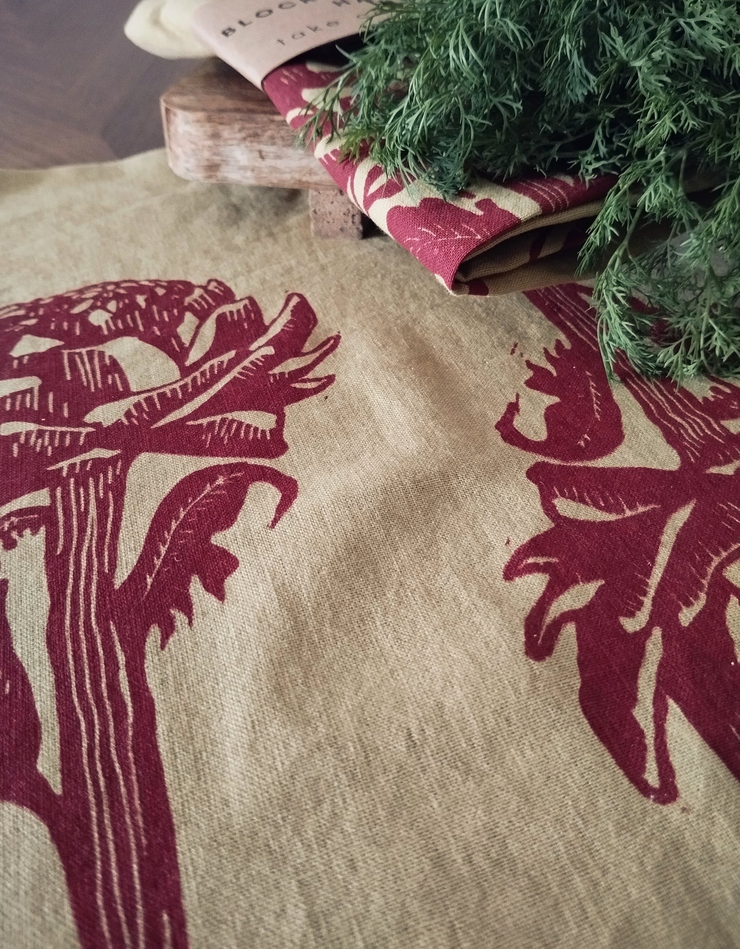Botanical Artichoke Print Linen Tea Towel