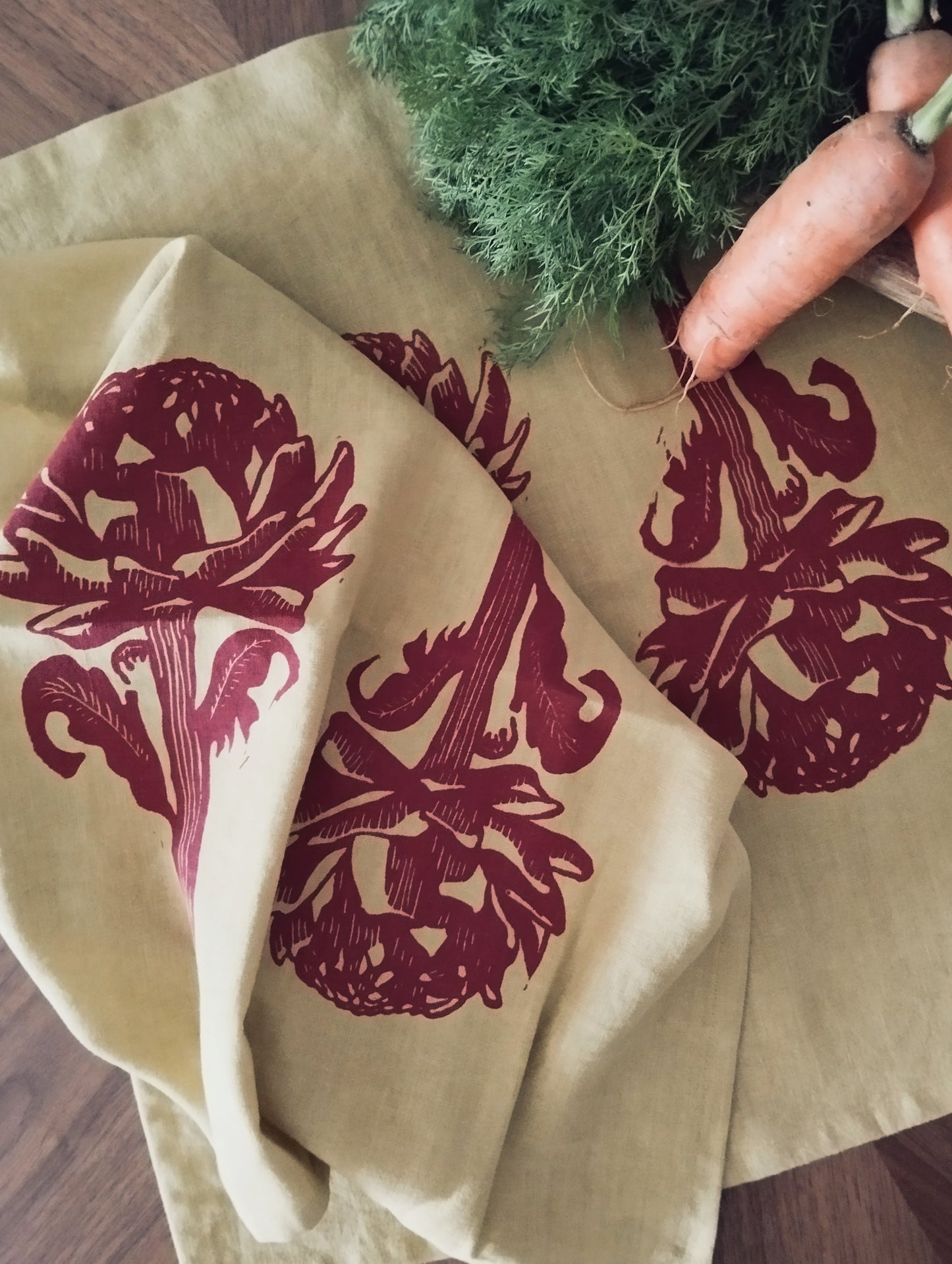 Botanical Artichoke Print Linen Tea Towel