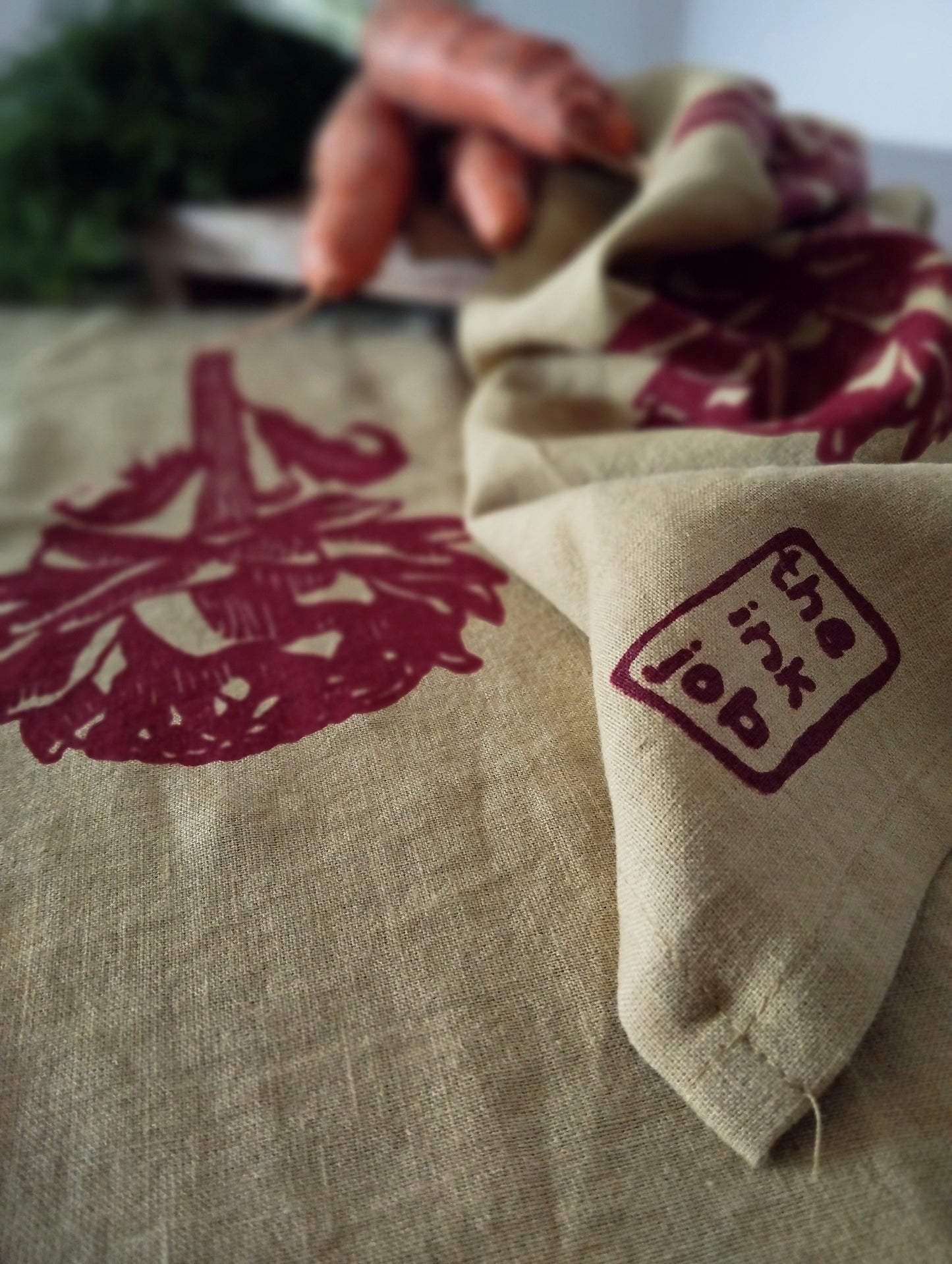 Botanical Artichoke Print Linen Tea Towel