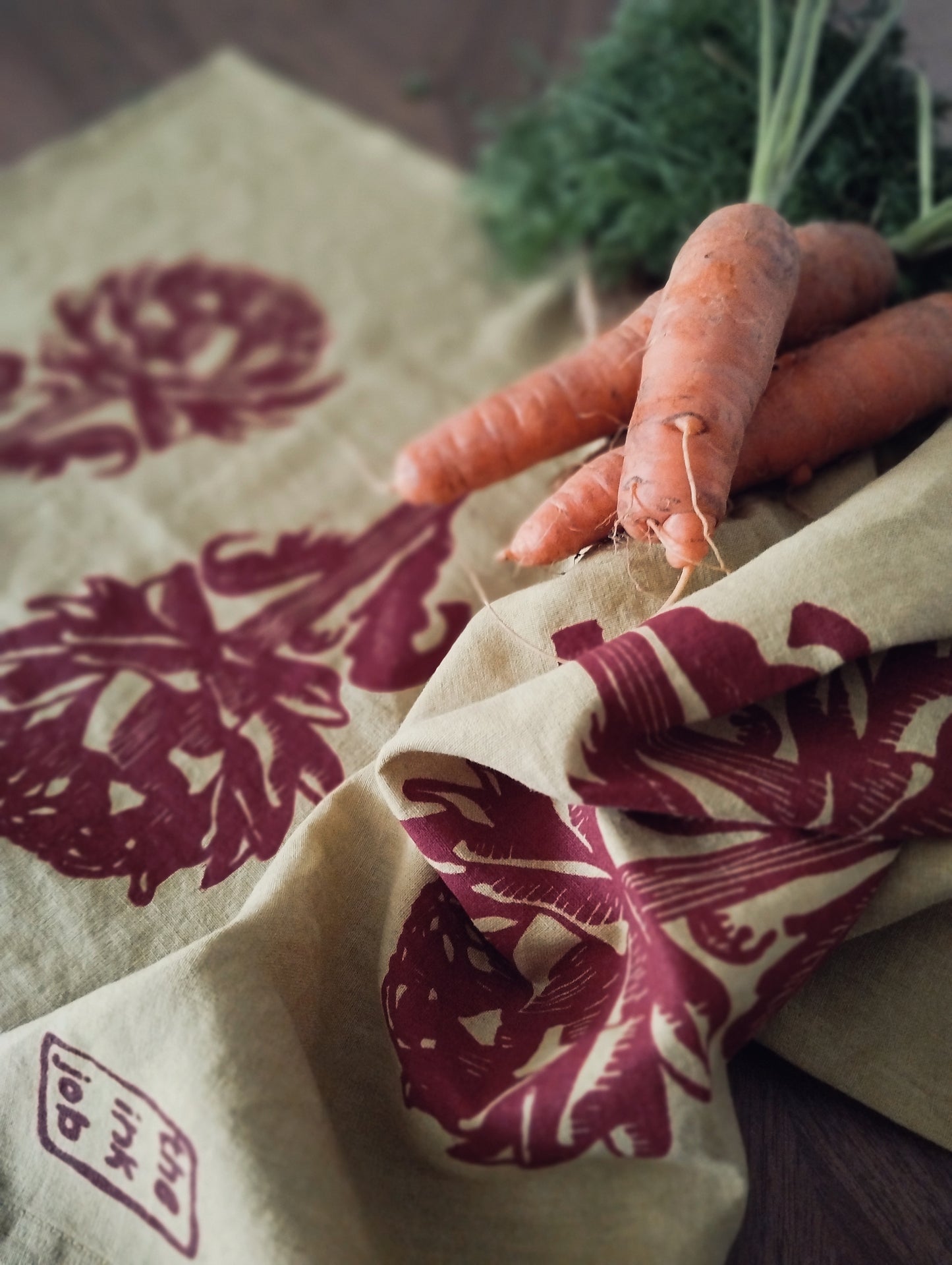 Botanical Artichoke Print Linen Tea Towel