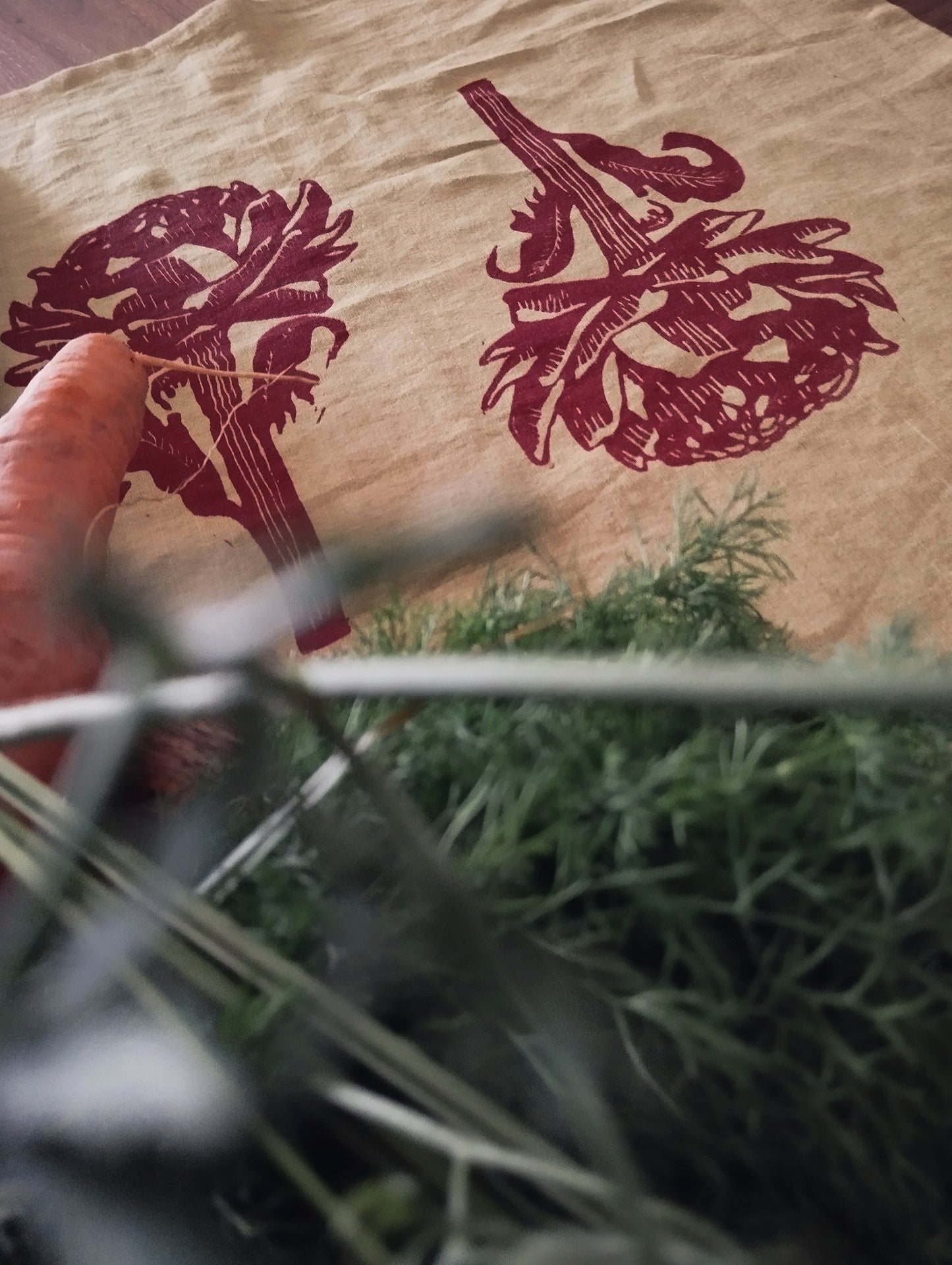 Botanical Artichoke Print Linen Tea Towel