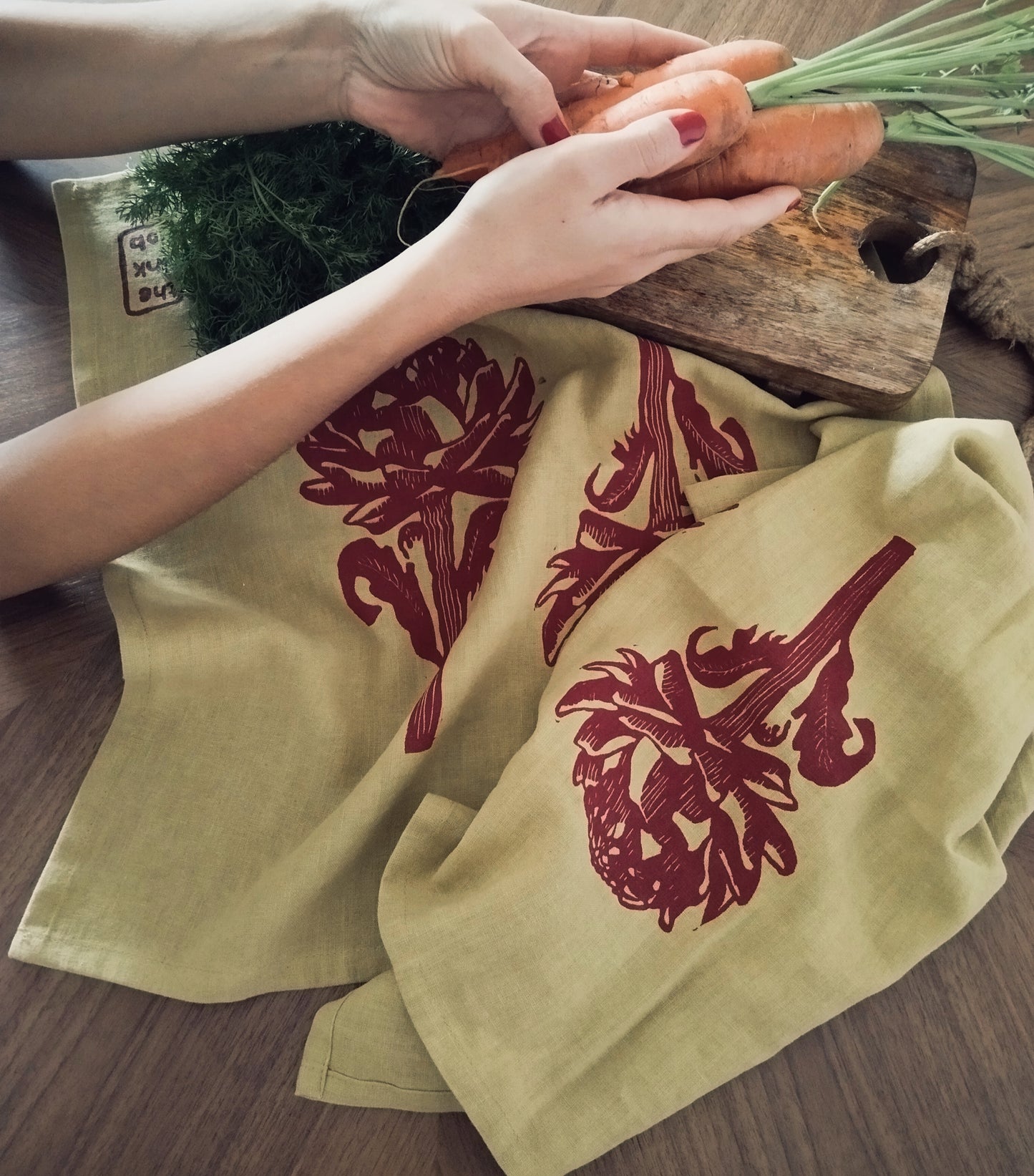 Botanical Artichoke Print Linen Tea Towel