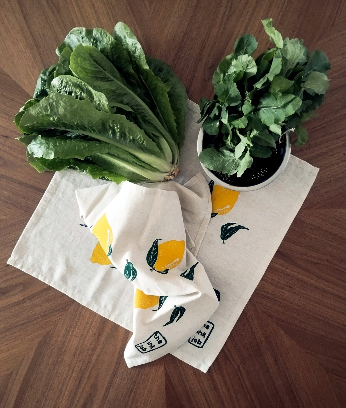Hand Printed Lemon Linen Tea Towel