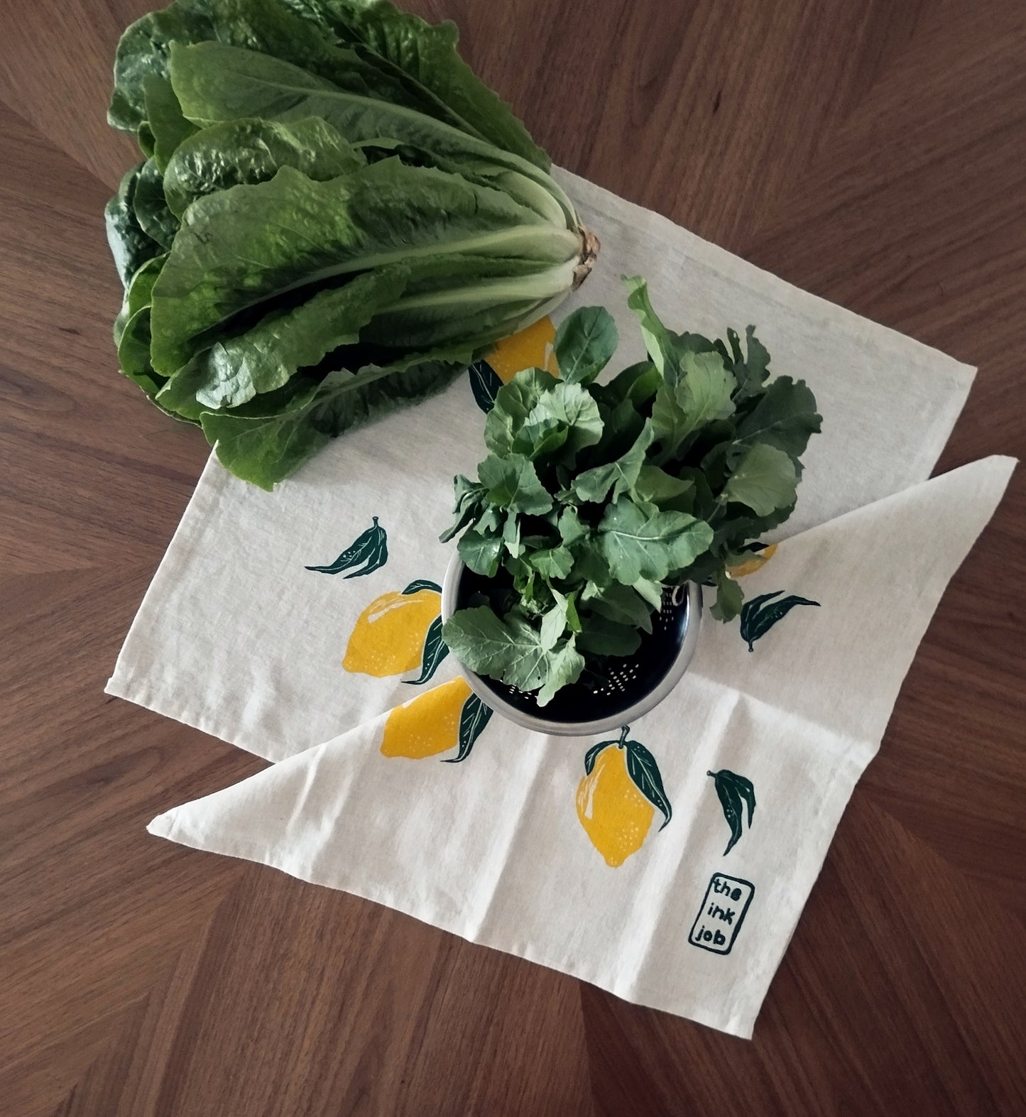 Hand Printed Lemon Linen Tea Towel