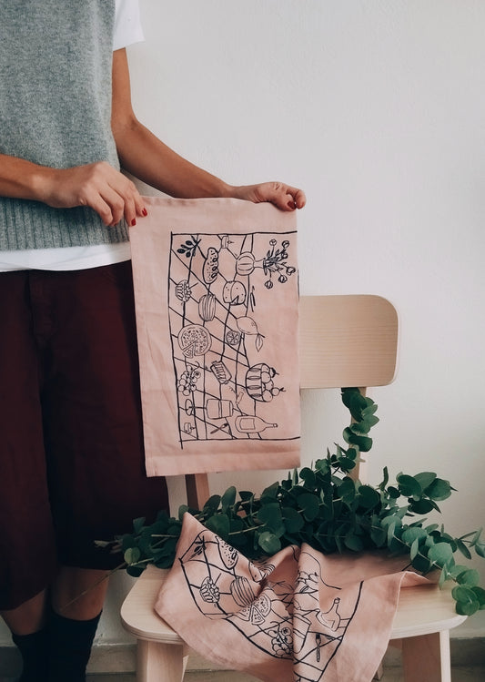 Picnic Print Linen Kitchen Towel