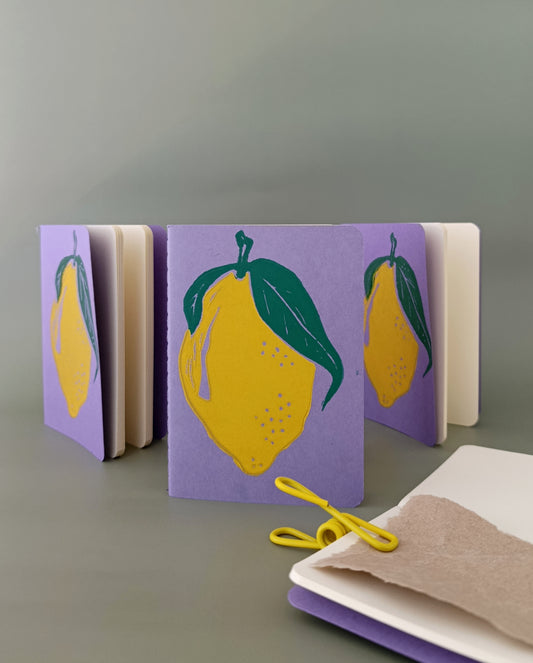 Lemon Print Journal: Purple Block-Printed Notebook