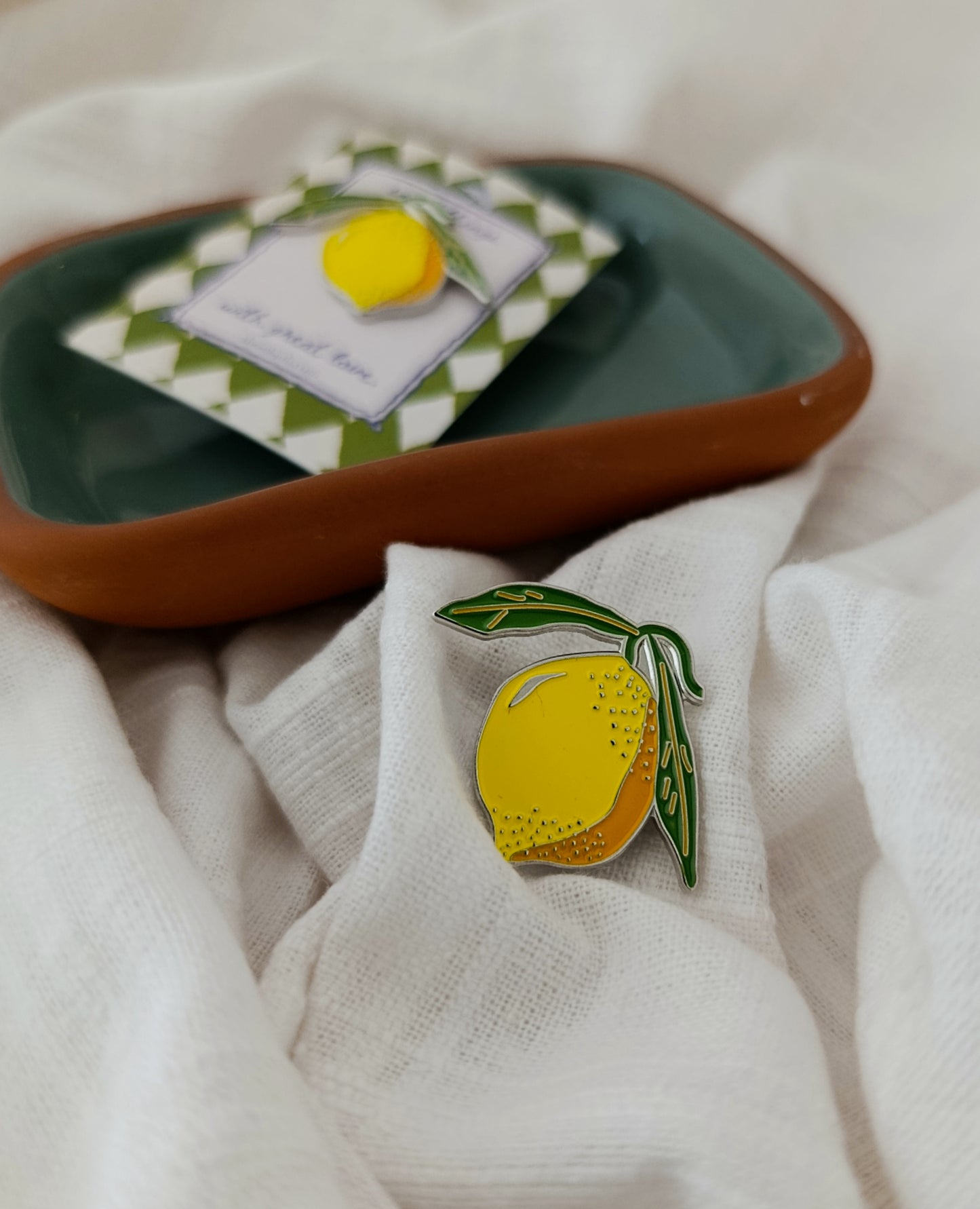 Μεταλλική Καρφίτσα Σμάλτου Λεμονάκι