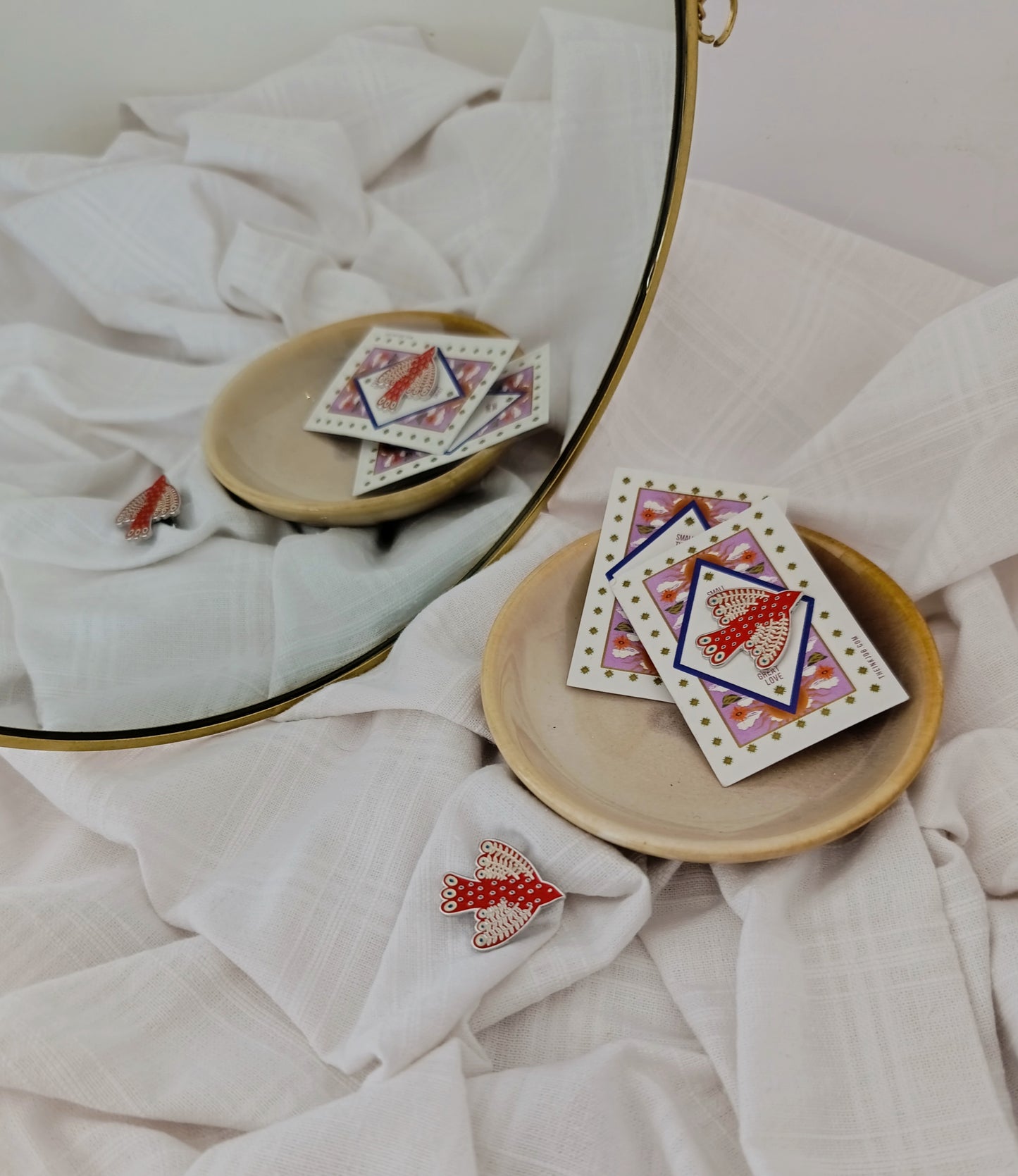 Μεταλλική Καρφίτσα Σμάλτου με κόκκινο Πουλί