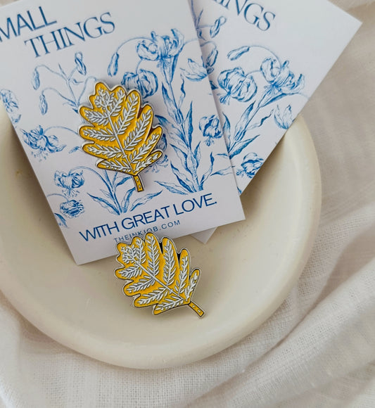 Μεταλλική Καρφίτσα Σμάλτου με κίτρινο Φύλλο