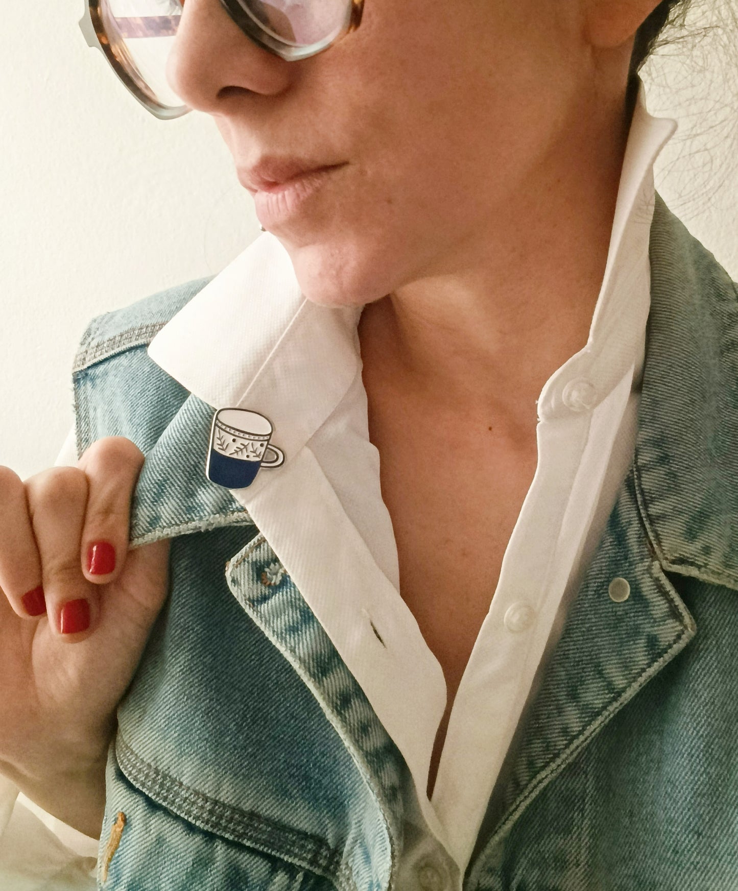 Μεταλλική Καρφίτσα Σμάλτου Κούπα Καφέ