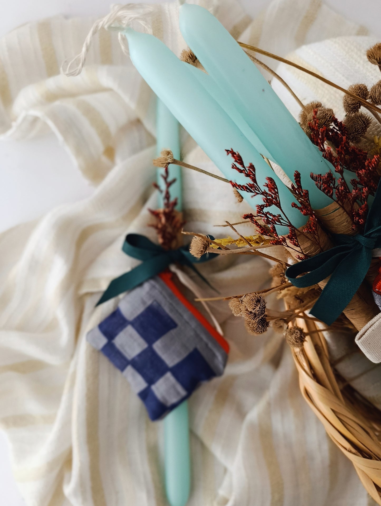 Χειροποίητη Τυρκουάζ Λαμπάδα