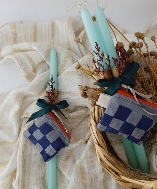 Χειροποίητη Τυρκουάζ Λαμπάδα