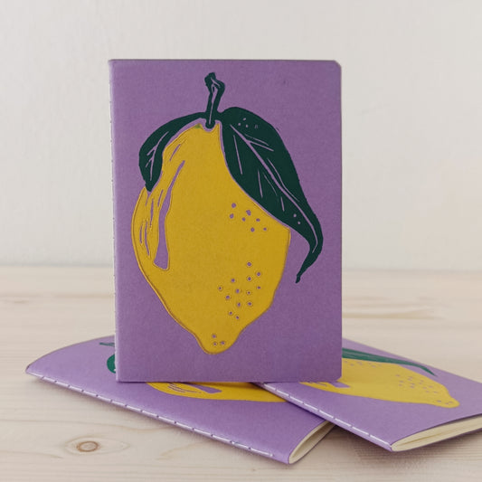 Lemon Print Journal: Purple Block-Printed Notebook