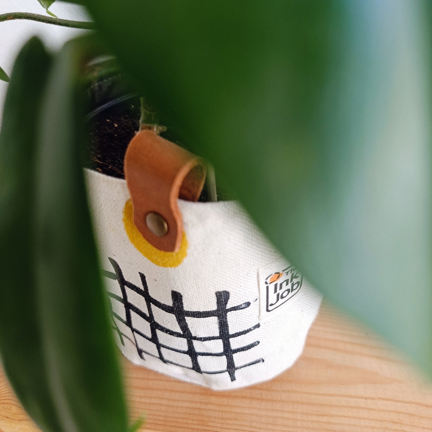 Black & Mustard Canvas Planter Cover