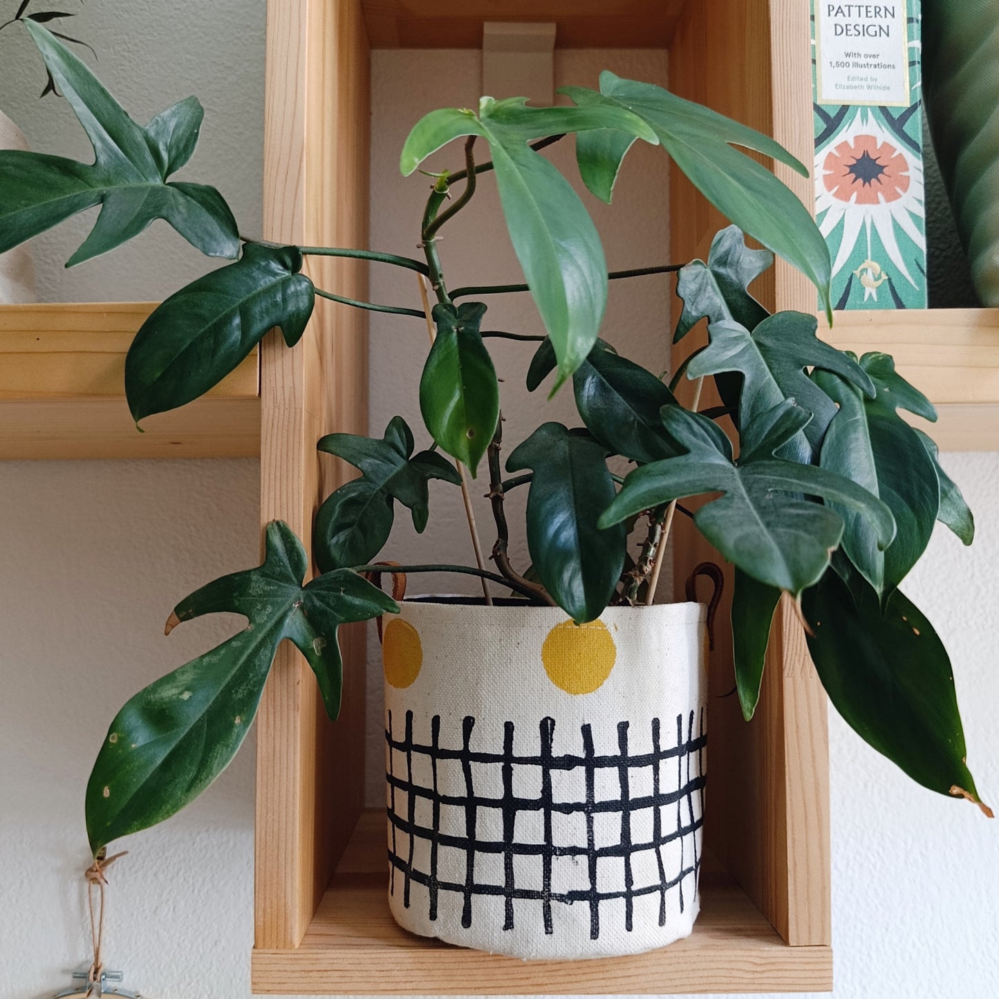 Black & Mustard Canvas Planter Cover