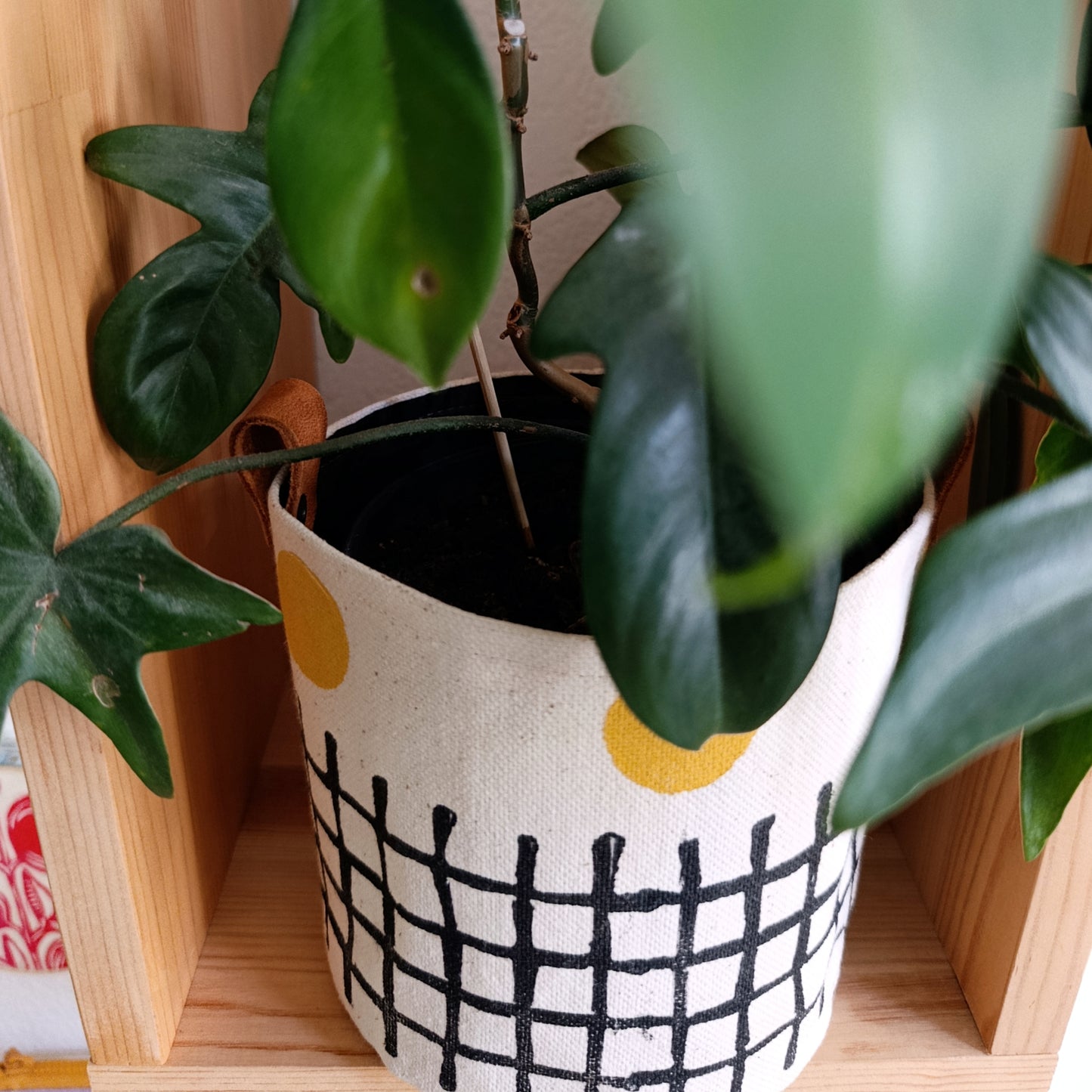 Black & Mustard Canvas Planter Cover