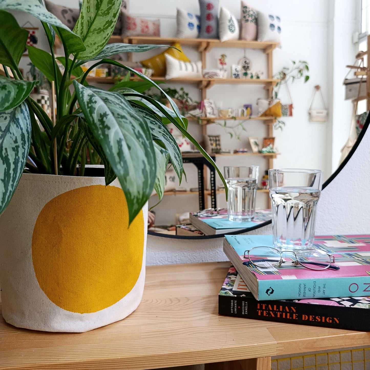 Mustard Yellow Fabric Plant Pot