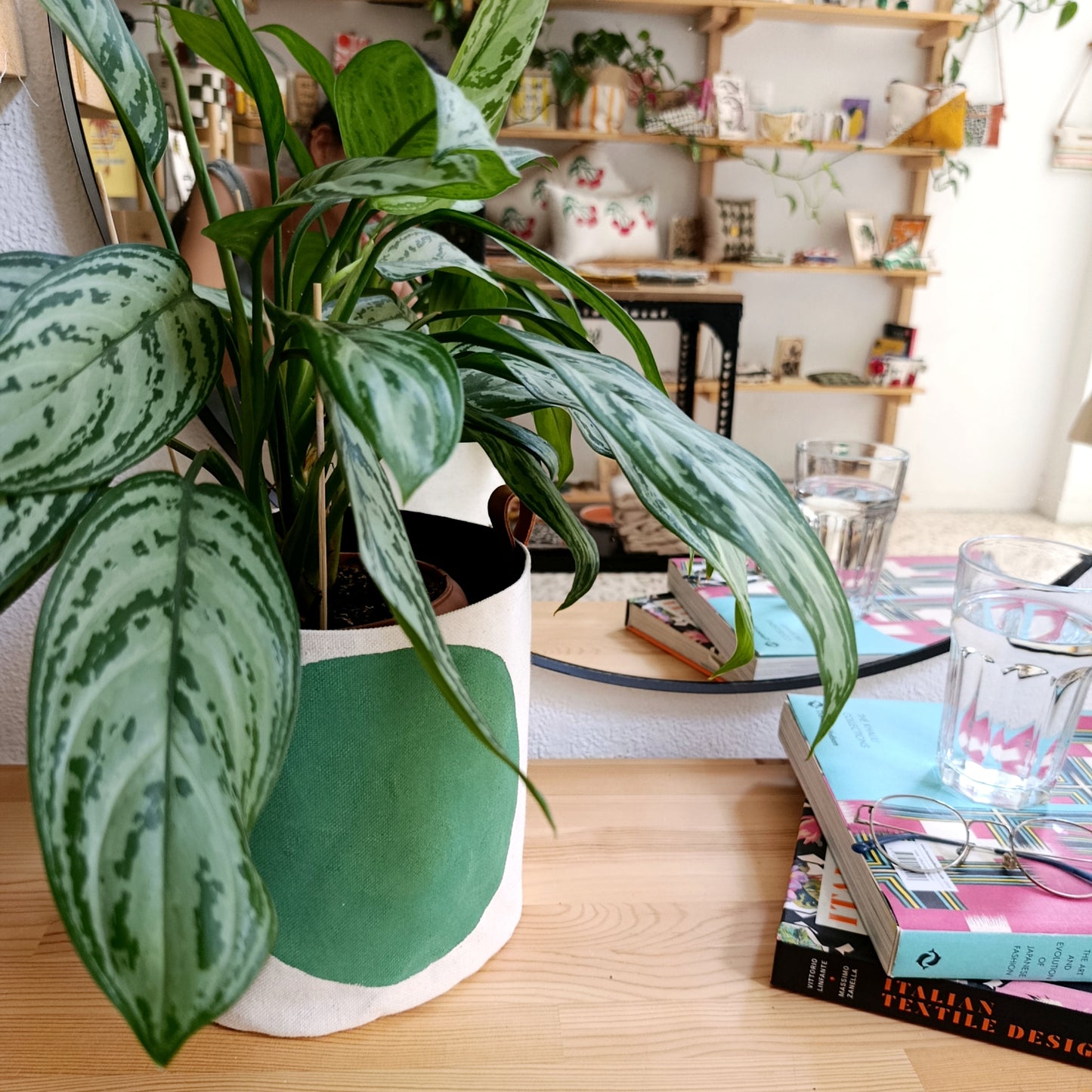 Mint Green Canvas Planter Cover