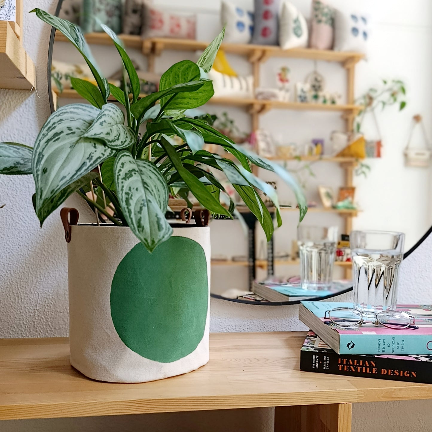 Mint Green Canvas Planter Cover