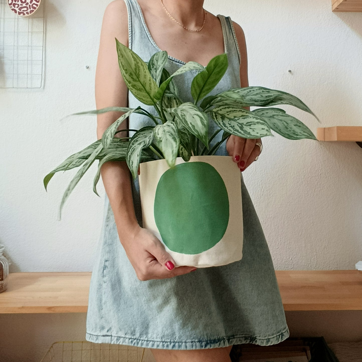 Mint Green Canvas Planter Cover