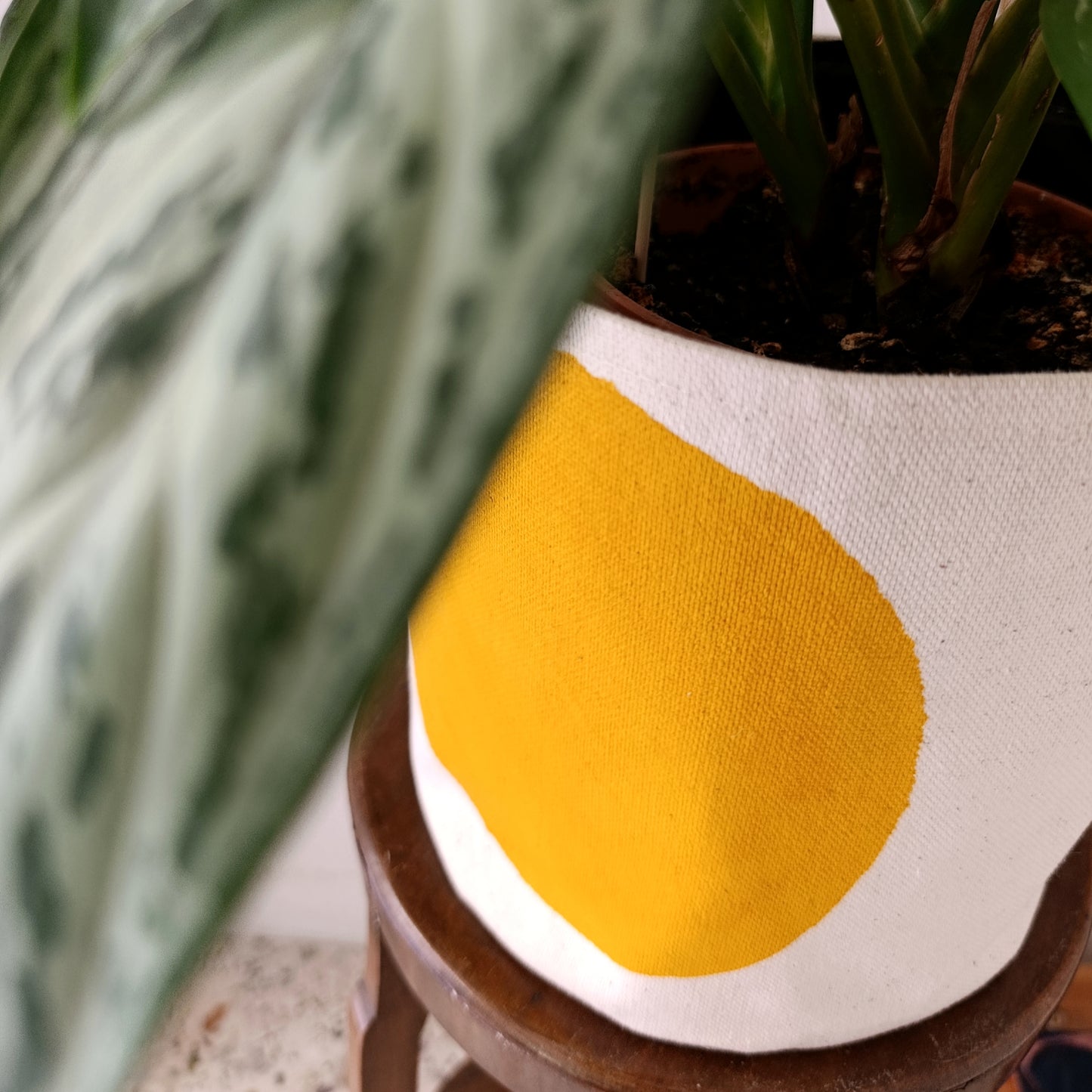 Mustard Yellow Fabric Plant Pot