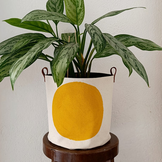 Mustard Yellow Fabric Plant Pot