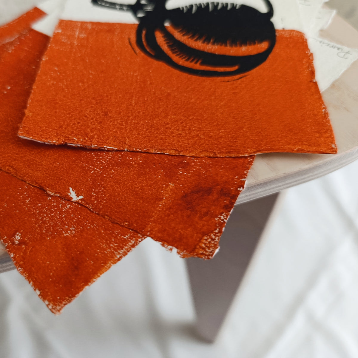 Pumpkin Linocut Art Card on Handmade Paper