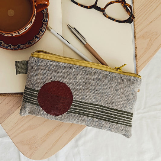 Retro Inspired Blockprinted Pencil Case