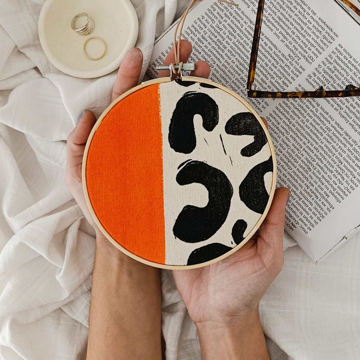 Orange and Black Animal Print Wall Hanging