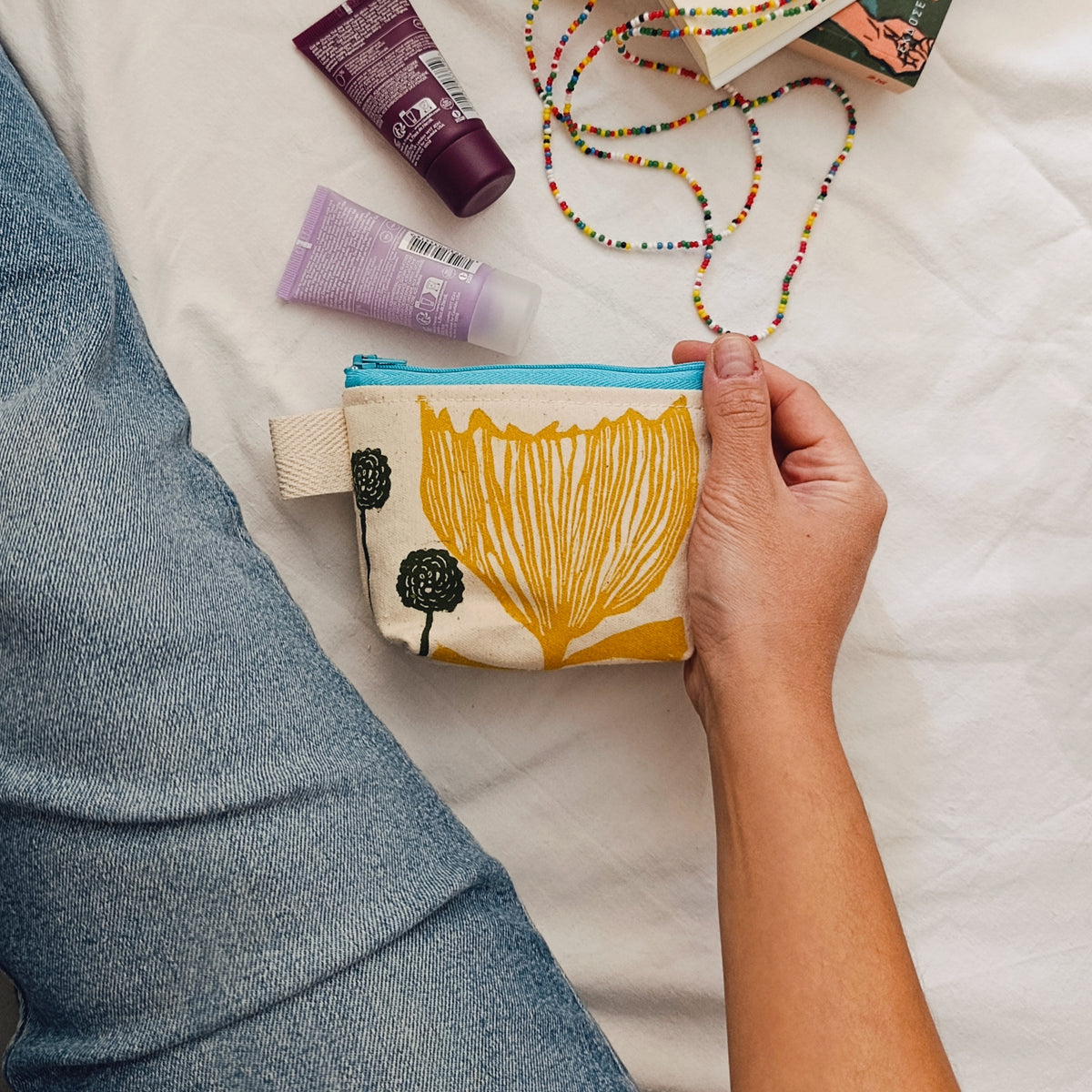 Mustard Yellow Flower Coin Purse